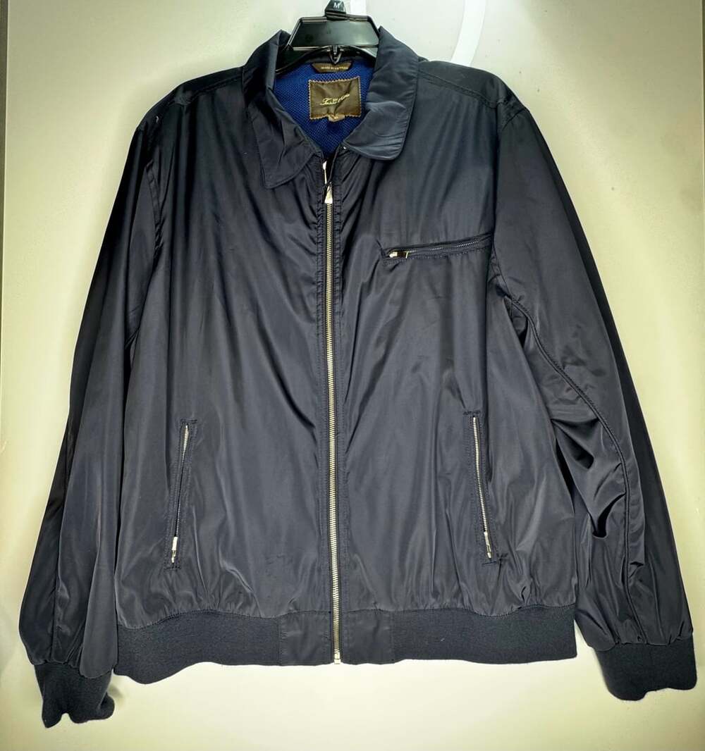 Tasso Elba Bomber Jacket Size XL Navy Blue Full Zip Windbreaker